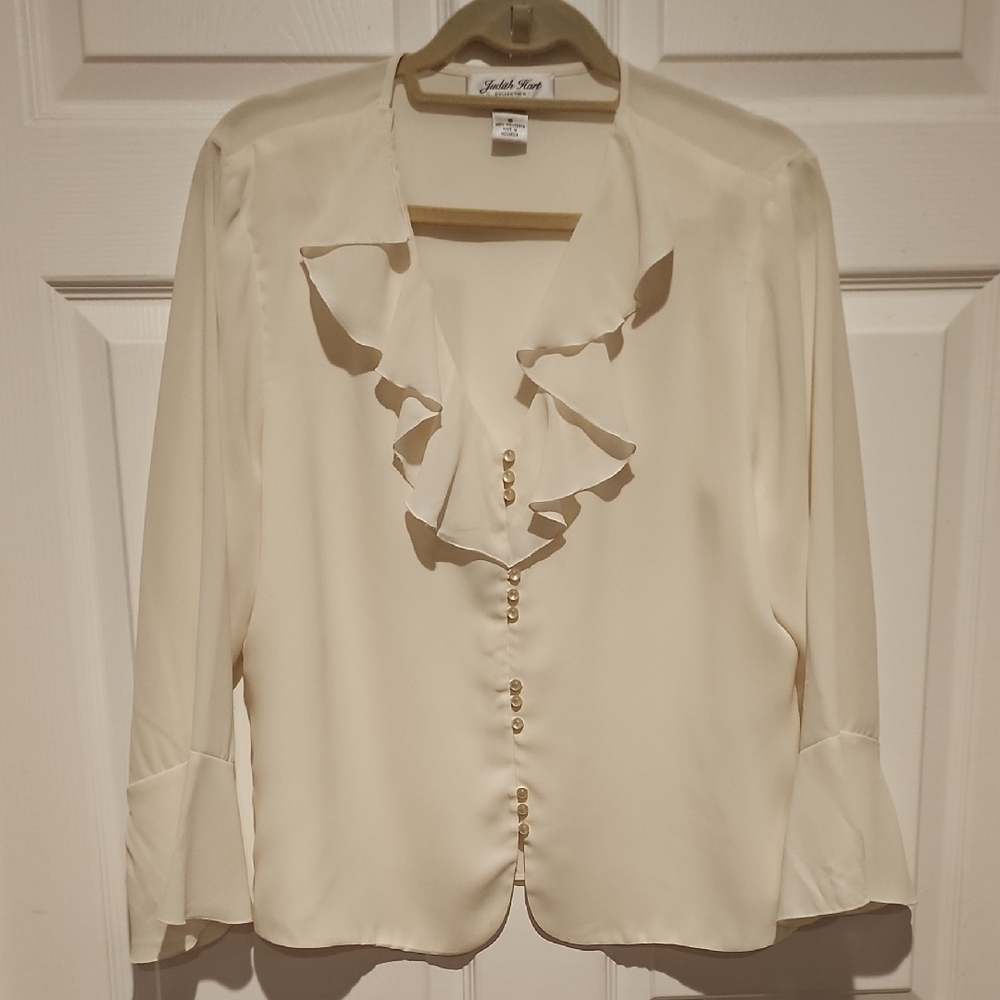 Judith Hart: Cream Ruffle Blouse - Picture 1 of 6